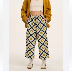 Lucy & Yak XL Chuck Geometric Wide Leg Pants - Yellow and Blue